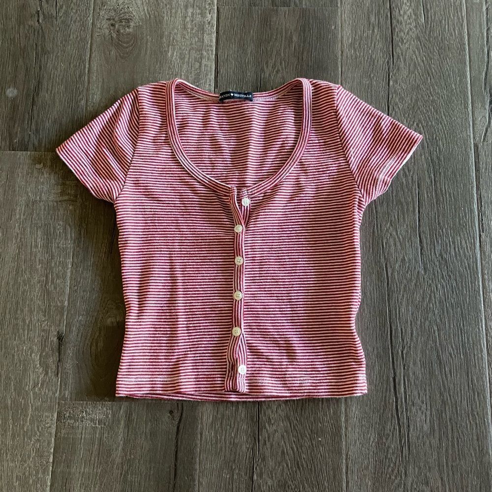 Brandy Melville Red Striped Crop Top